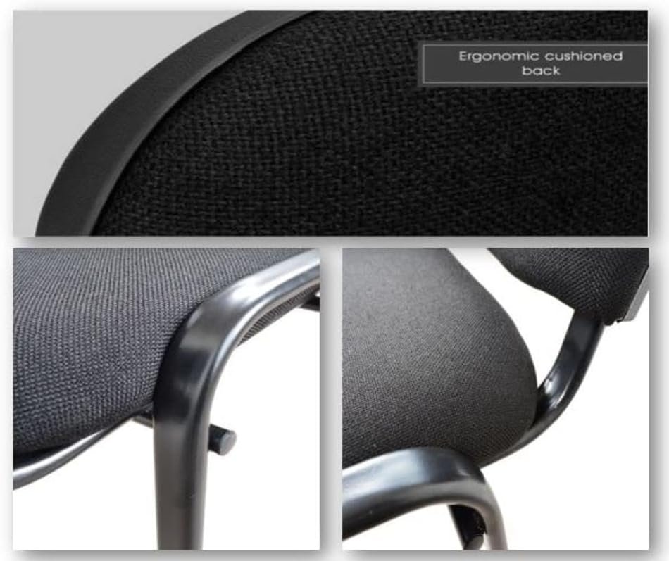 AWF AL WADI FURNITURE® Fabric Padded Conference Chair, Modern Office Stackable Chair, Guest Chair, Visitor Chair,Waiting Chair,Meeting Chair for Reception Waiting Room Living Room Dining Room - Black