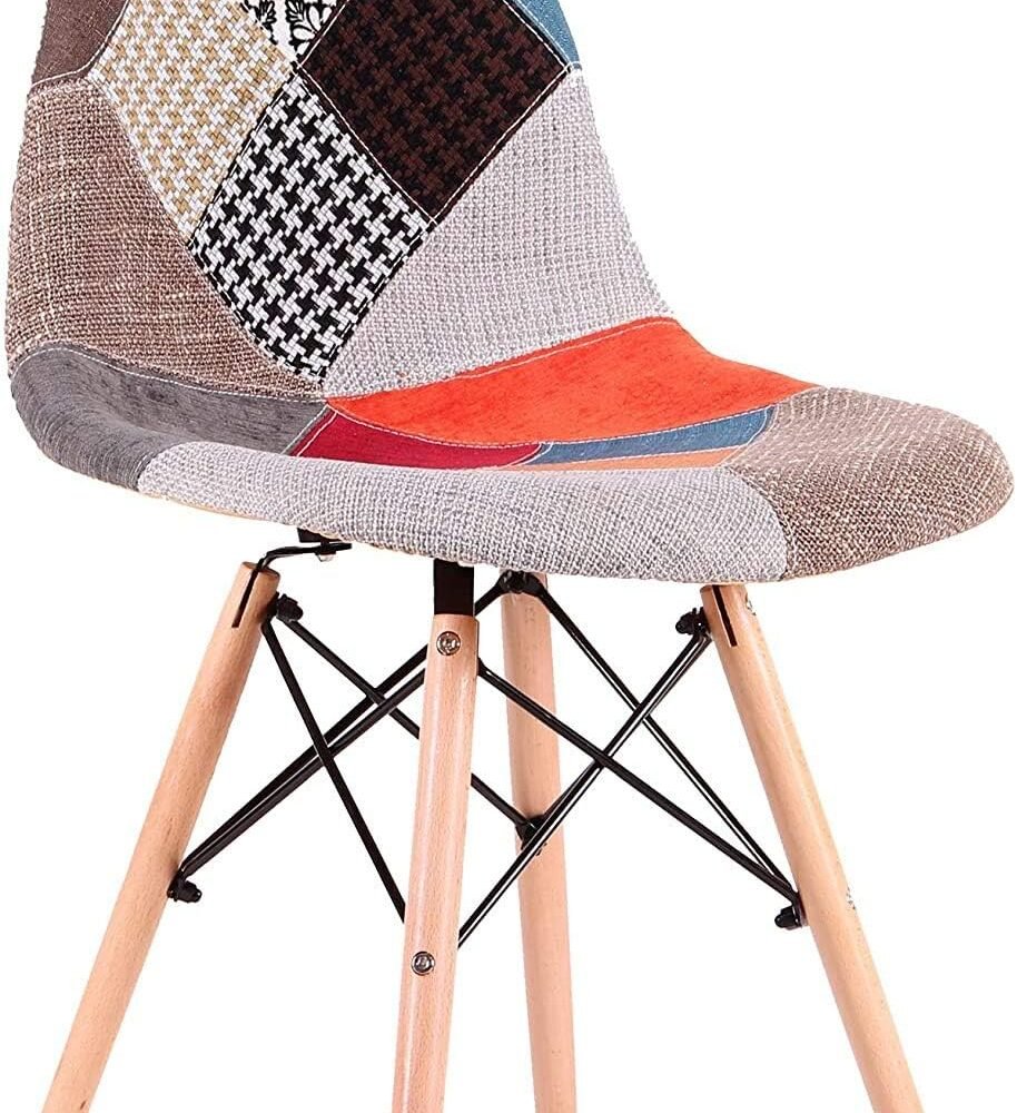 7195jvDSp8L._AC_SL1500_ (3) A AWF AL WADI FURNITURE SINCE 1991 Set of 4 chairs Multicolor Patchwork Chairs in Linen Fabric, Leisure Living Room Chairs Dining Chairs with Soft Cushion Backrest