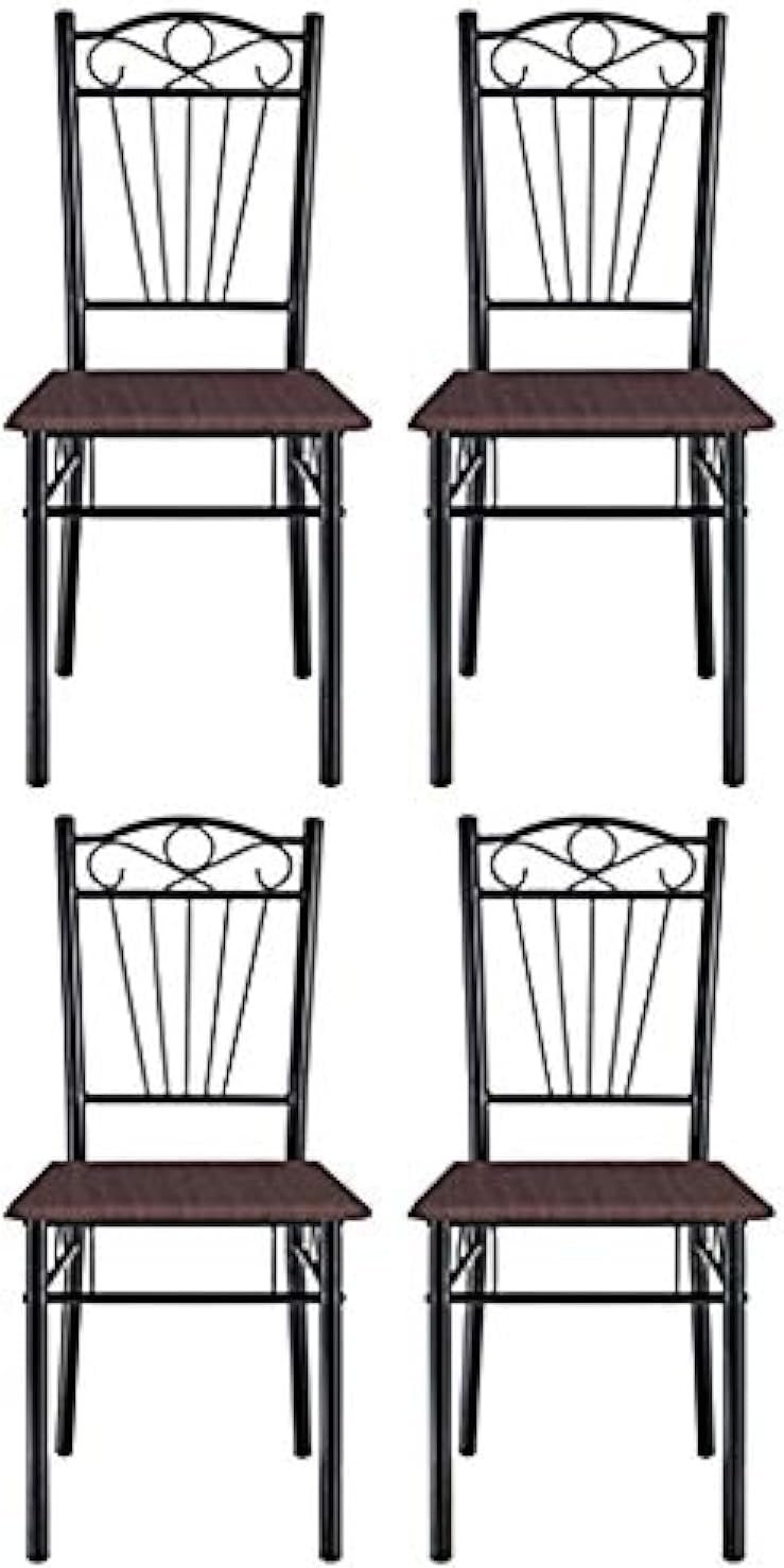 AE Wooden Steel Dining Chairs - Set of 4 - Mahogany